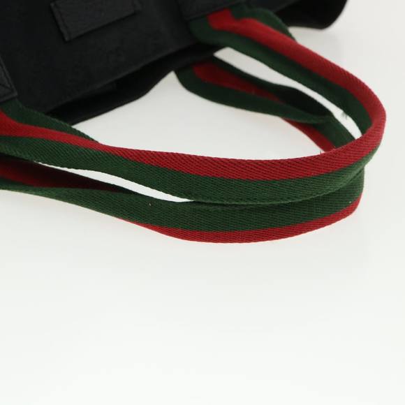 GUCCI GG Canvas Web Sherry Line Hand Bag Black Red Green 161836 Auth 36566 - Picture 7 of 16